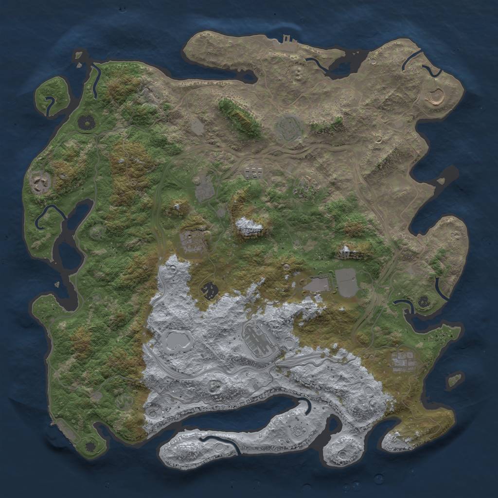 Rust Map: Procedural Map, Size: 4500, Seed: 3962665, 20 Monuments