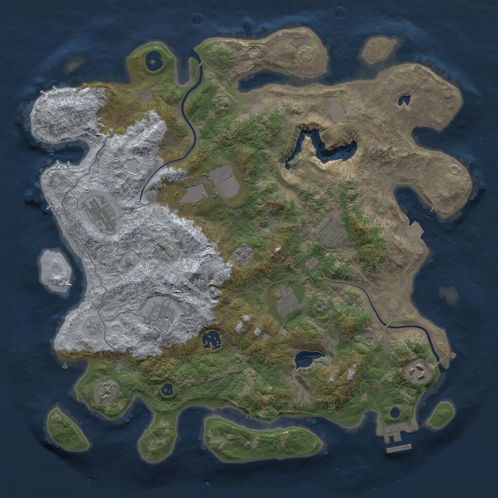 Rust Map: Procedural Map, Size: 4000, Seed: 1134, 13 Monuments