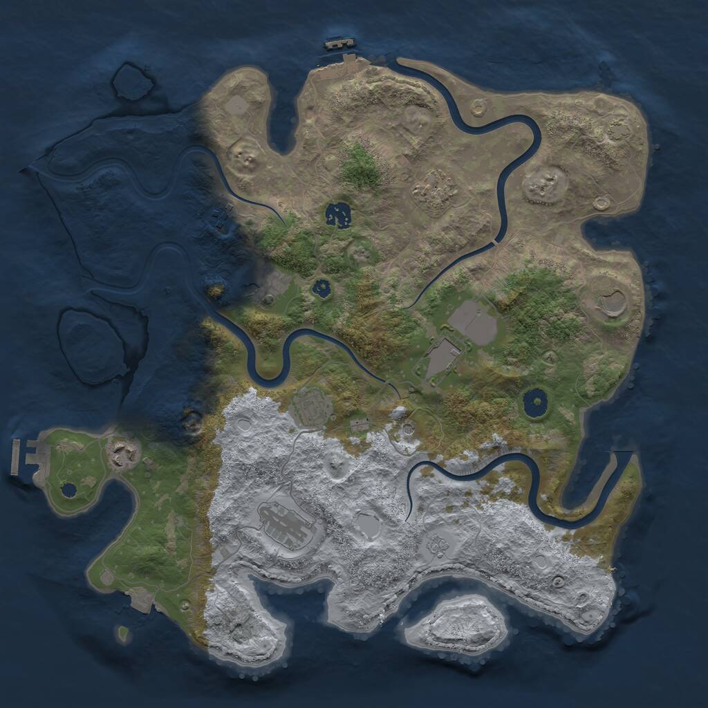 Rust Map: Procedural Map, Size: 3950, Seed: 1503925786, 15 Monuments