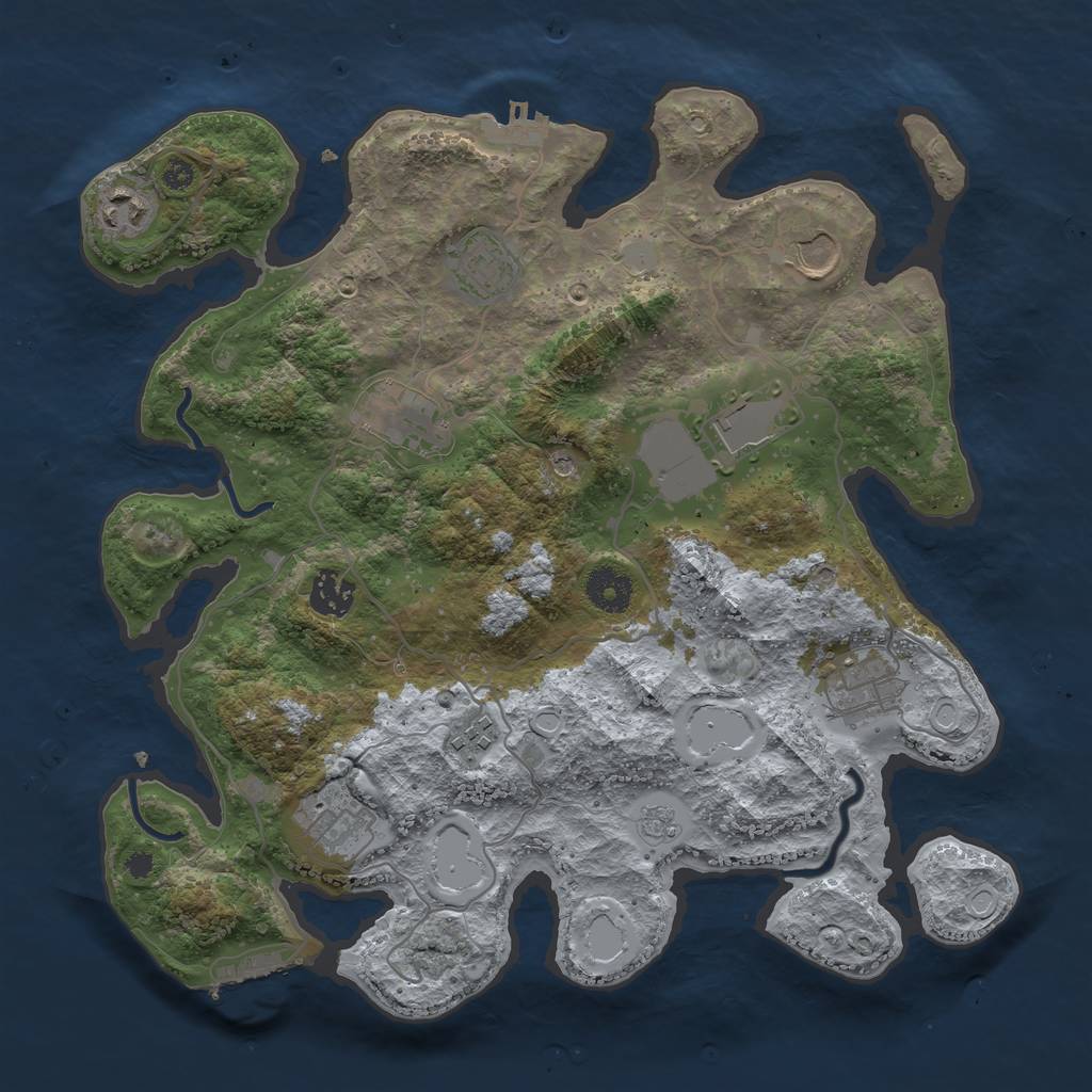 Rust Map: Procedural Map, Size: 3550, Seed: 641718, 18 Monuments