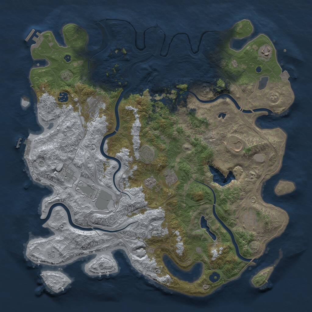 Rust Map: Procedural Map, Size: 4500, Seed: 1496216, 17 Monuments