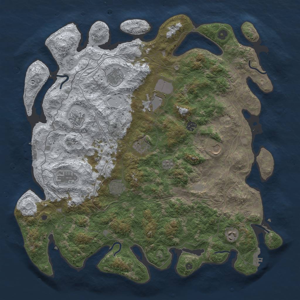 Rust Map: Procedural Map, Size: 4500, Seed: 4612626, 19 Monuments