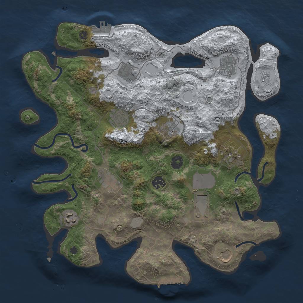 Rust Map: Procedural Map, Size: 3550, Seed: 914371, 19 Monuments