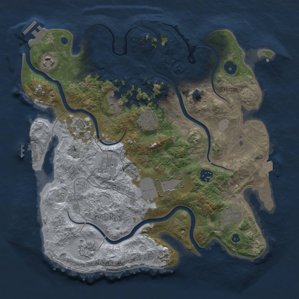 Rust Map: Procedural Map, Size: 3550, Seed: 688033, 15 Monuments