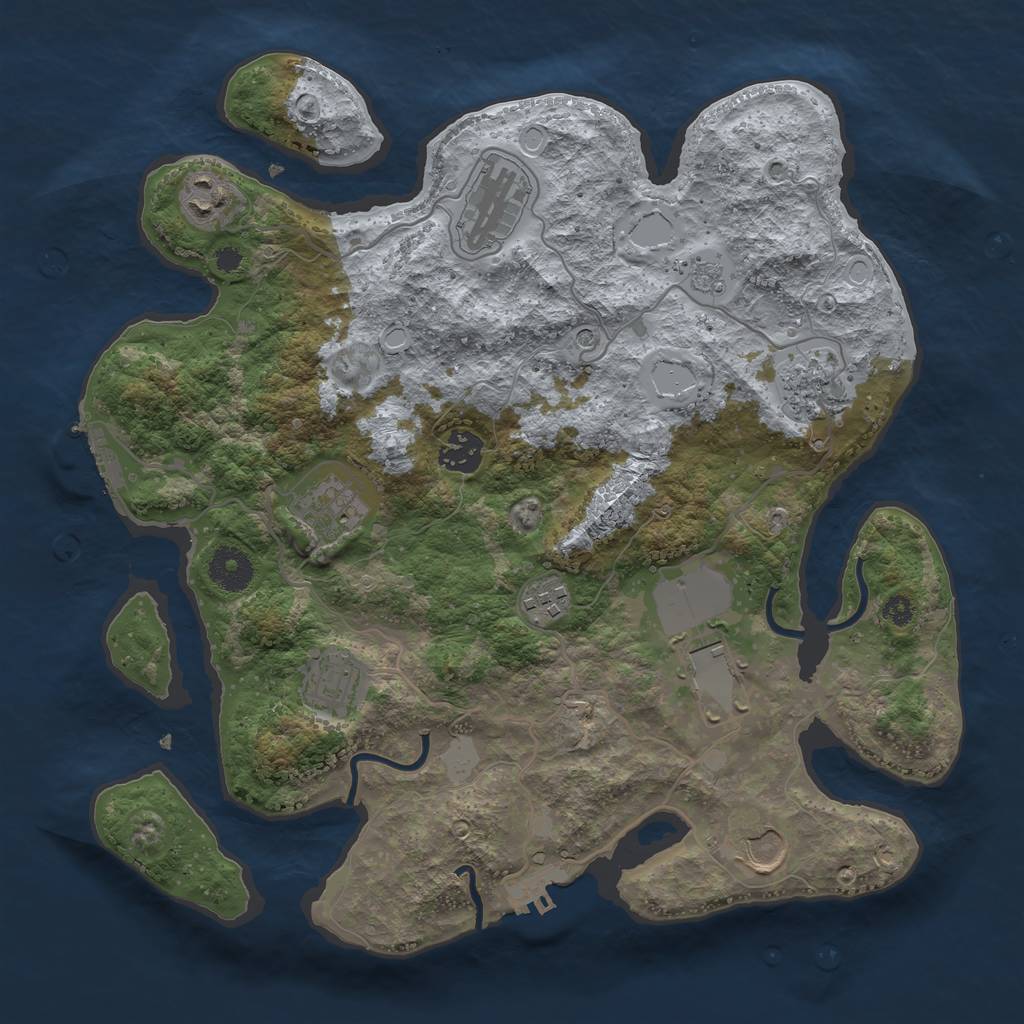 Rust Map: Procedural Map, Size: 3500, Seed: 674474, 18 Monuments