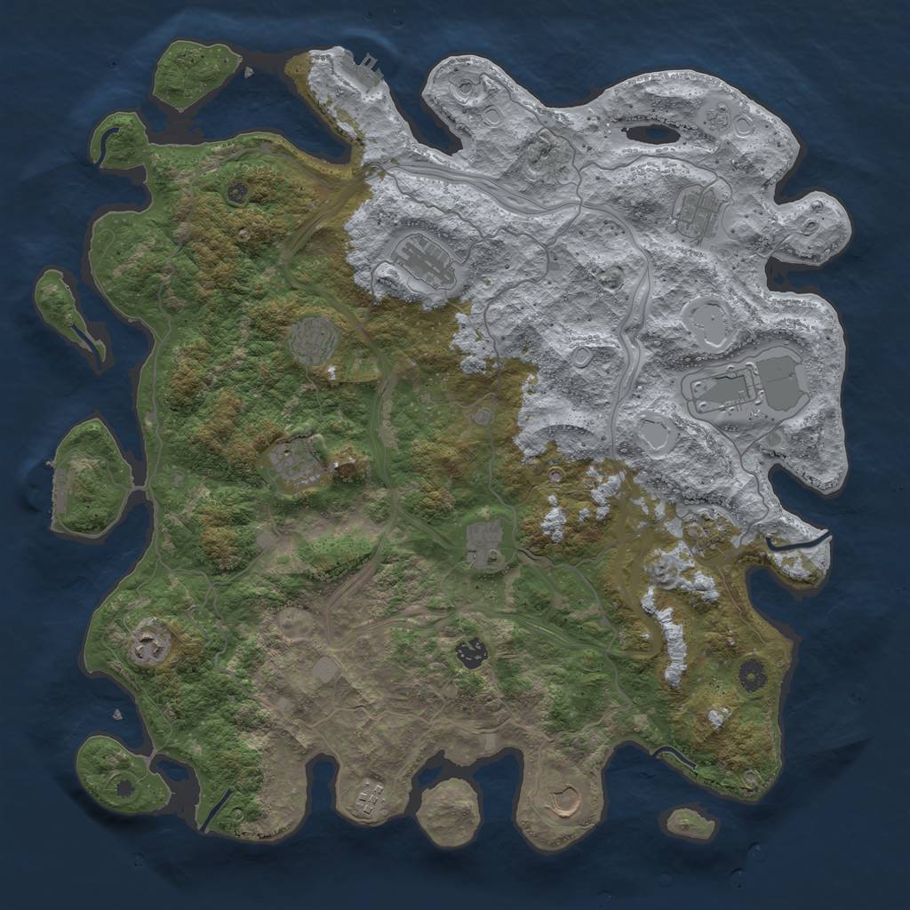 Rust Map: Procedural Map, Size: 4500, Seed: 4273827, 20 Monuments