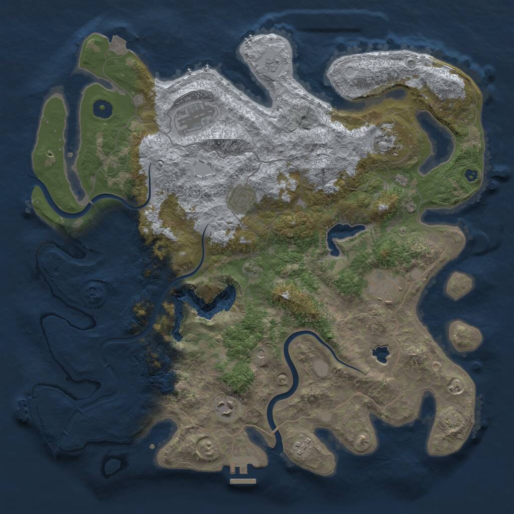 Rust Map: Procedural Map, Size: 4000, Seed: 254, 12 Monuments