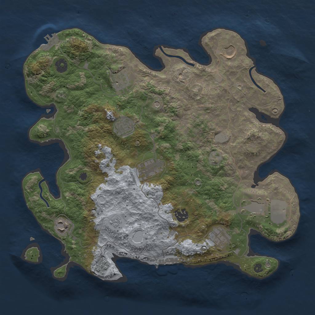 Rust Map: Procedural Map, Size: 3550, Seed: 211071, 18 Monuments