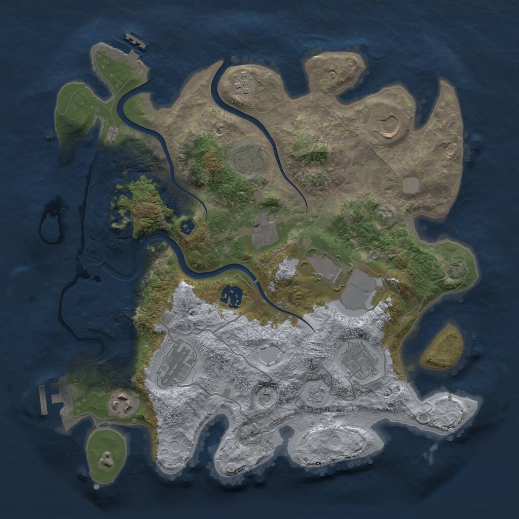 Rust Map: Procedural Map, Size: 3500, Seed: 1146038, 15 Monuments