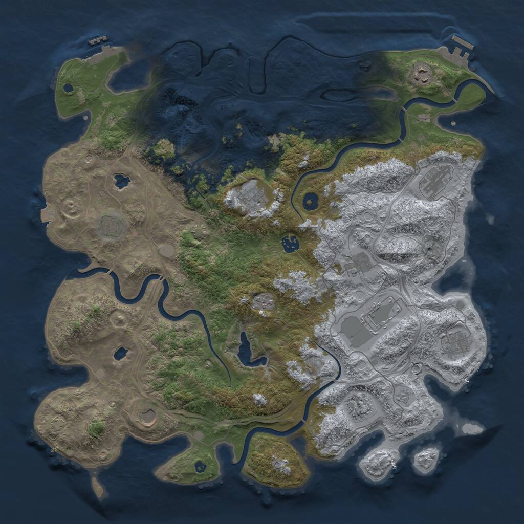 Rust Map: Procedural Map, Size: 4500, Seed: 4428506, 17 Monuments