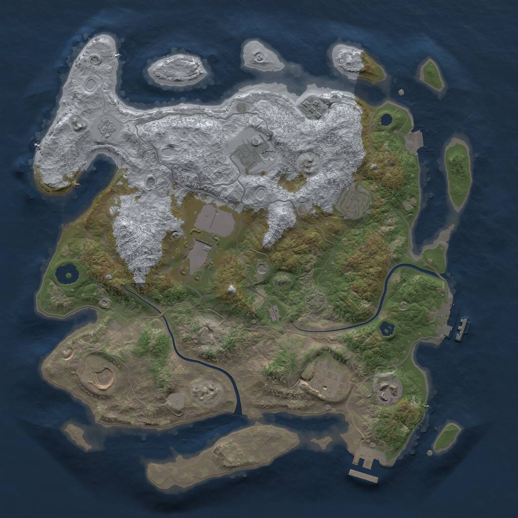 Rust Map: Procedural Map, Size: 3550, Seed: 74714, 13 Monuments