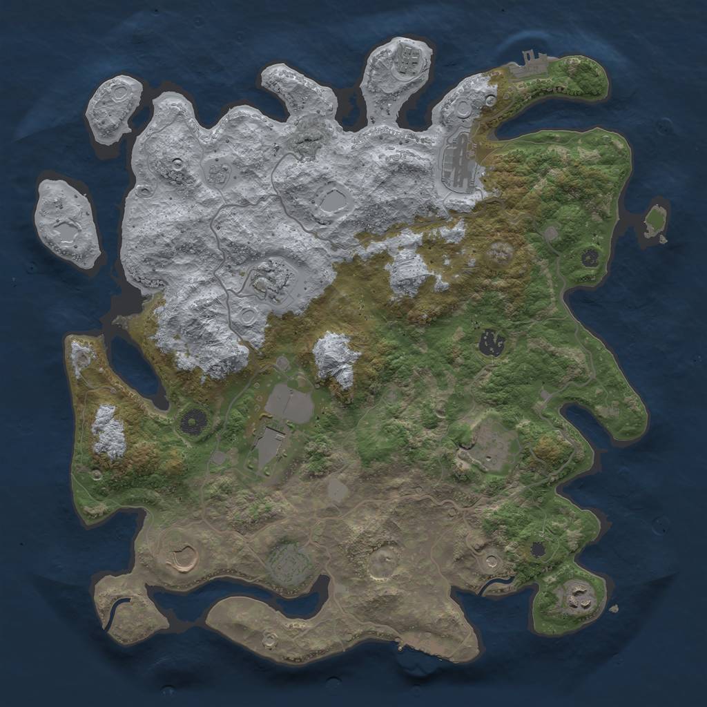 Rust Map: Procedural Map, Size: 4000, Seed: 11042021, 18 Monuments