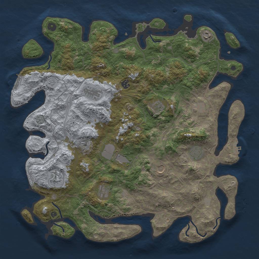 Rust Map: Procedural Map, Size: 4500, Seed: 3879119, 20 Monuments