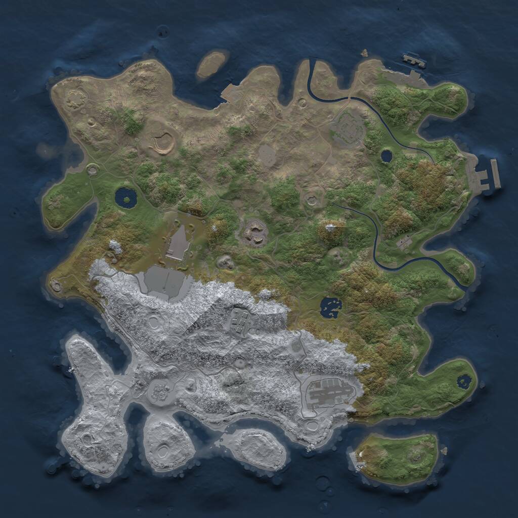 Rust Map: Procedural Map, Size: 3550, Seed: 969578, 13 Monuments