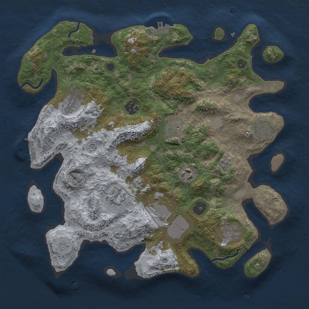 Rust Map: Procedural Map, Size: 3550, Seed: 856251, 18 Monuments
