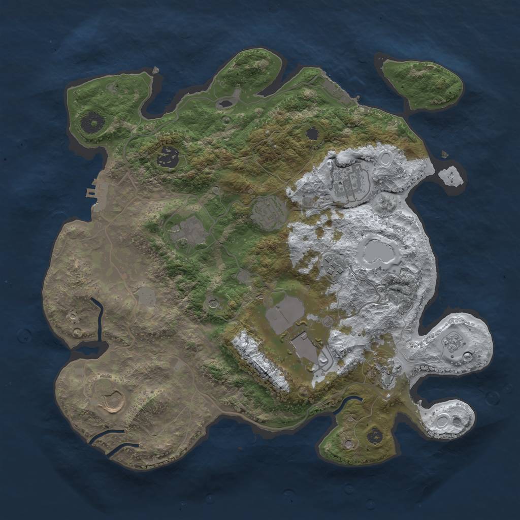 Rust Map: Procedural Map, Size: 3500, Seed: 3159558, 17 Monuments