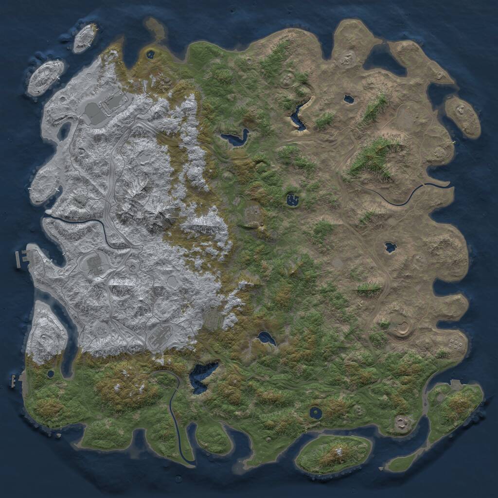 Rust Map: Procedural Map, Size: 6000, Seed: 4411, 17 Monuments