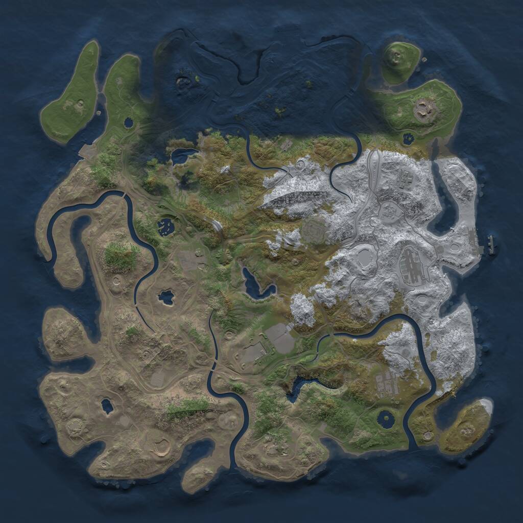 Rust Map: Procedural Map, Size: 4500, Seed: 5115314, 16 Monuments