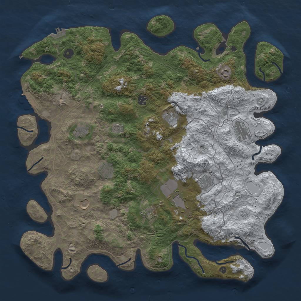 Rust Map: Procedural Map, Size: 4500, Seed: 205387, 20 Monuments