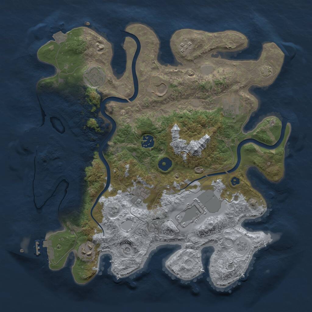 Rust Map: Procedural Map, Size: 3550, Seed: 518585, 14 Monuments