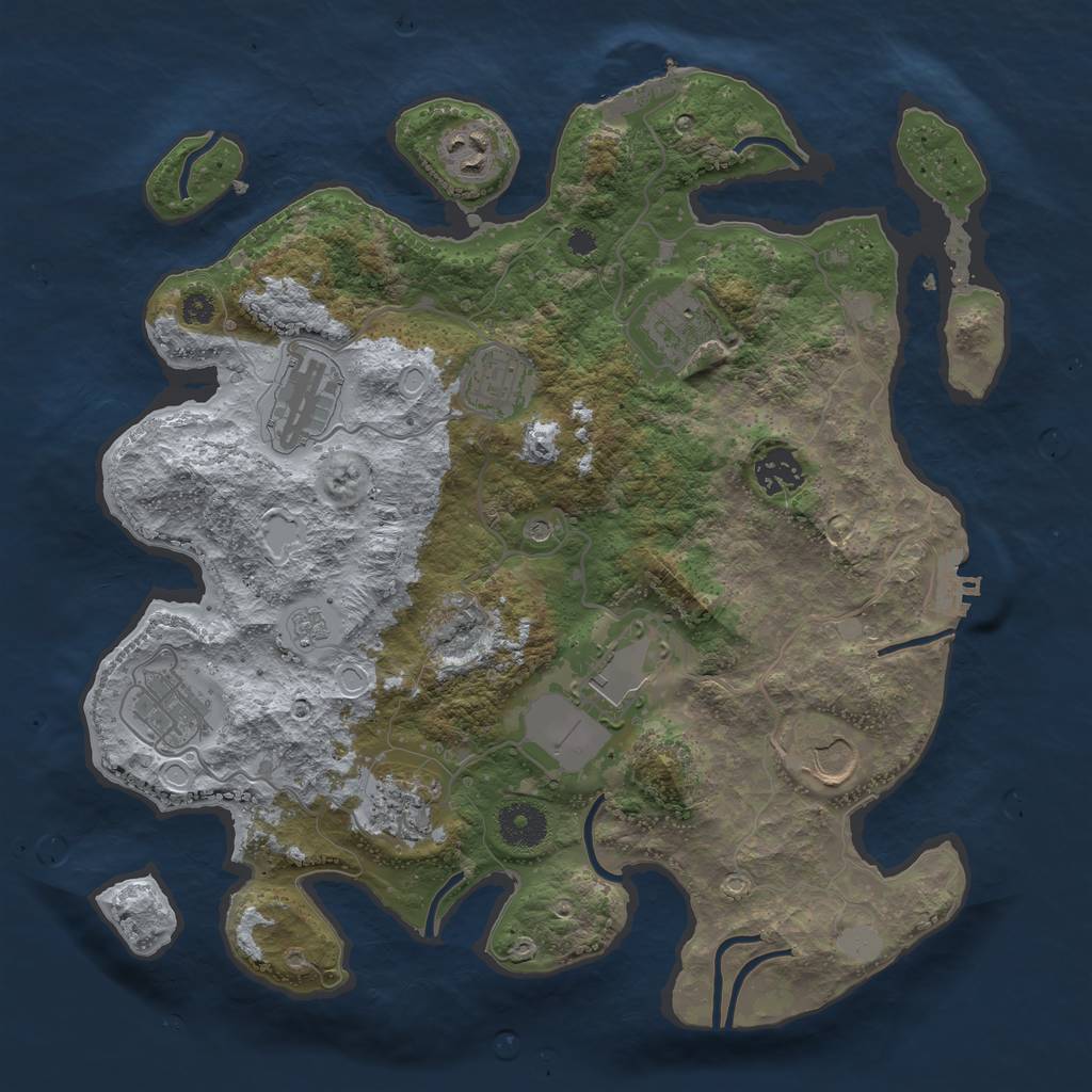 Rust Map: Procedural Map, Size: 3500, Seed: 2604120, 18 Monuments