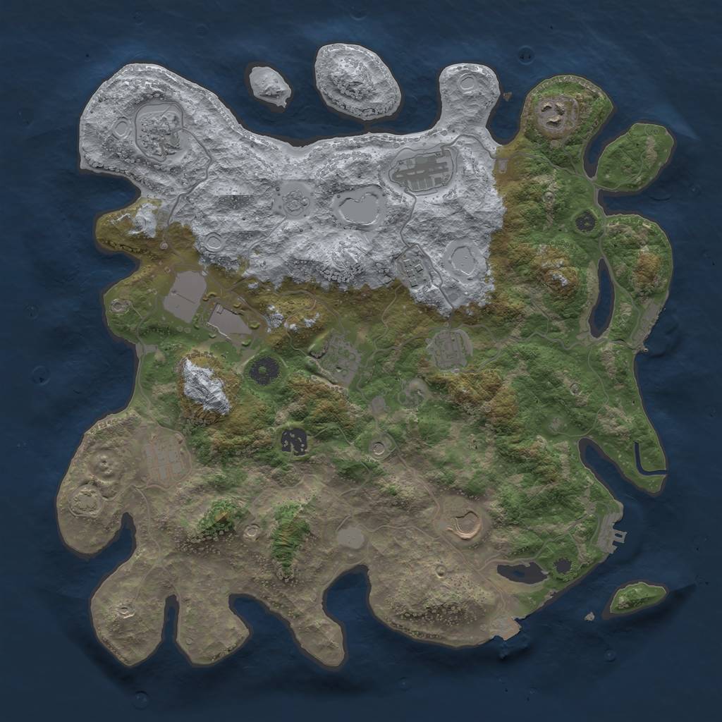Rust Map: Procedural Map, Size: 3850, Seed: 310500084, 18 Monuments