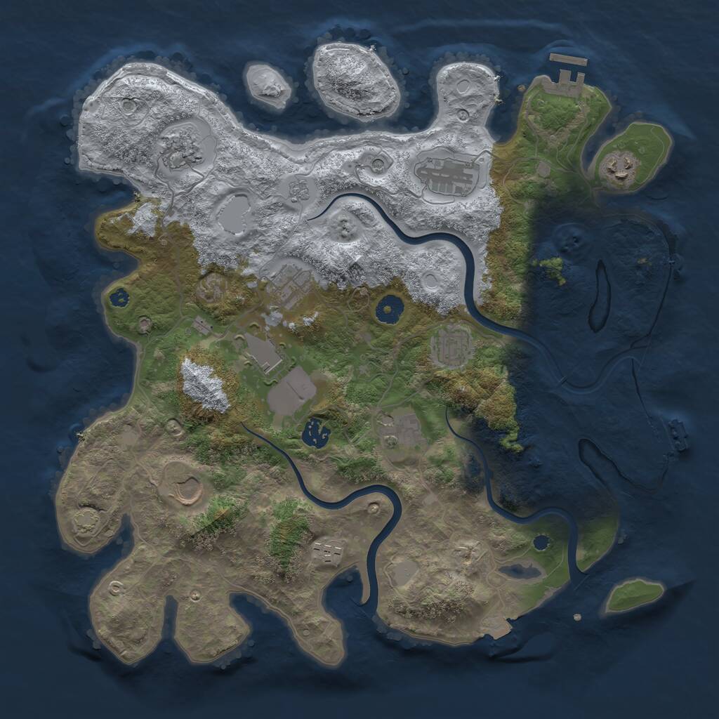Rust Map: Procedural Map, Size: 3850, Seed: 310500084, 16 Monuments