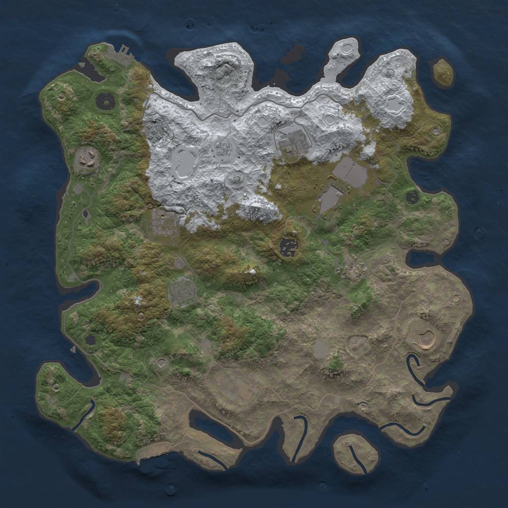 Rust Map: Procedural Map, Size: 4000, Seed: 255871, 19 Monuments