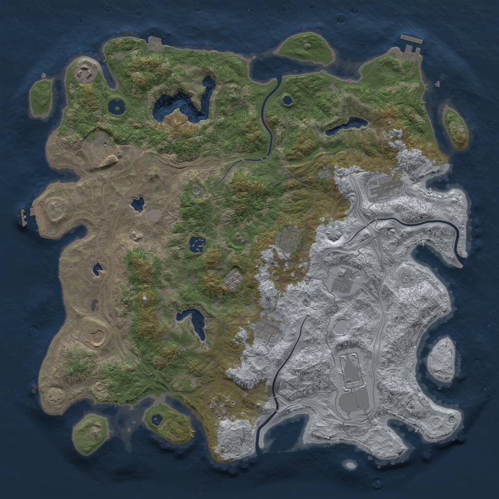 Rust Map: Procedural Map, Size: 4500, Seed: 368857, 17 Monuments