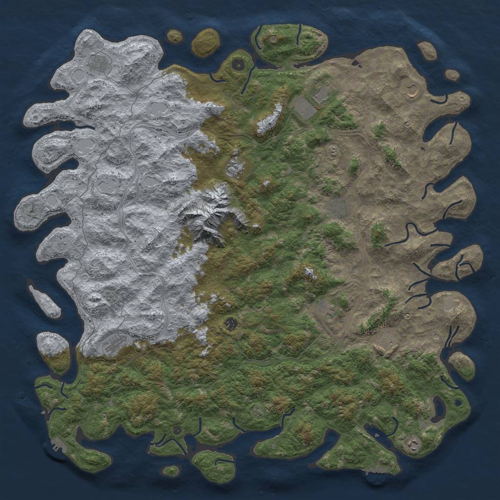 Rust Map: Procedural Map, Size: 6000, Seed: 437334, 18 Monuments