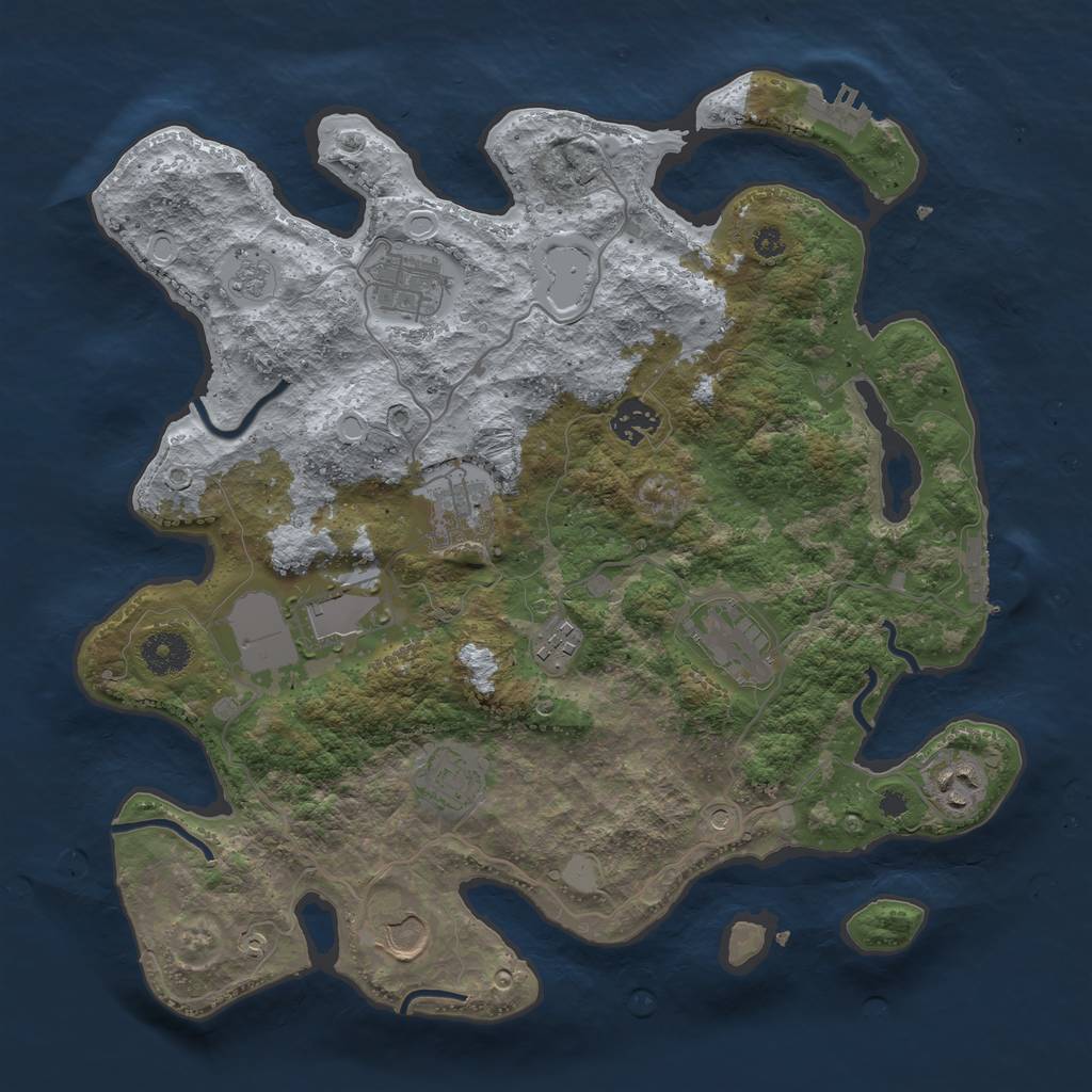 Rust Map: Procedural Map, Size: 3600, Seed: 59339, 18 Monuments