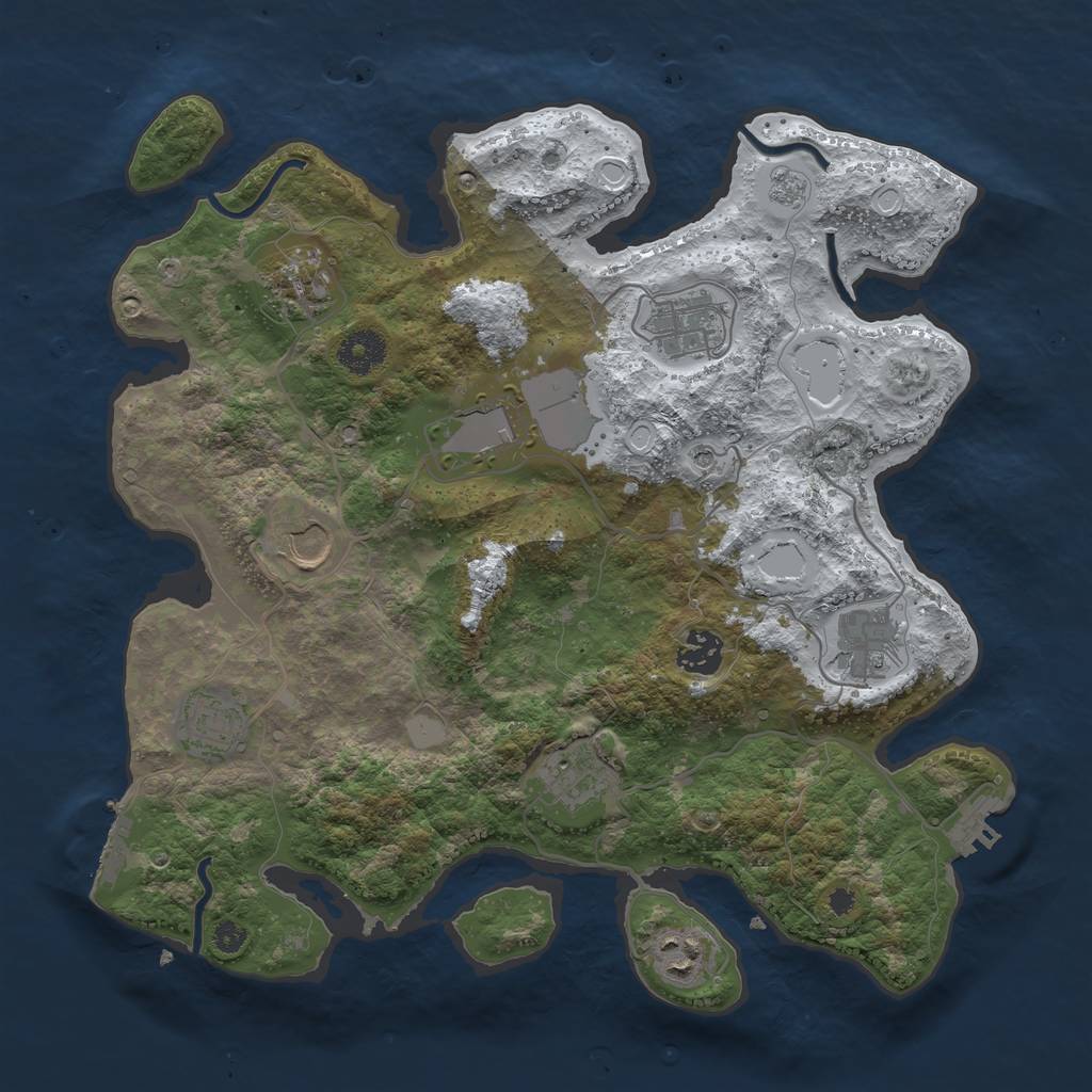 Rust Map: Procedural Map, Size: 3550, Seed: 694981, 18 Monuments