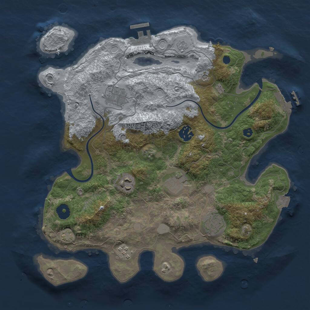 Rust Map: Procedural Map, Size: 3250, Seed: 2636111, 12 Monuments