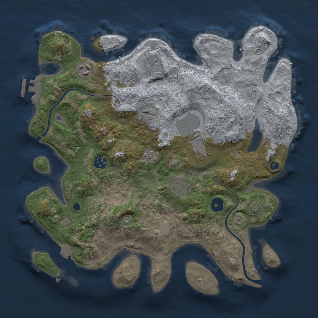 Rust Map: Procedural Map, Size: 3550, Seed: 259033, 11 Monuments
