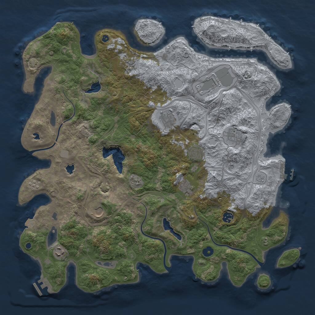 Rust Map: Procedural Map, Size: 4500, Seed: 1536282, 16 Monuments