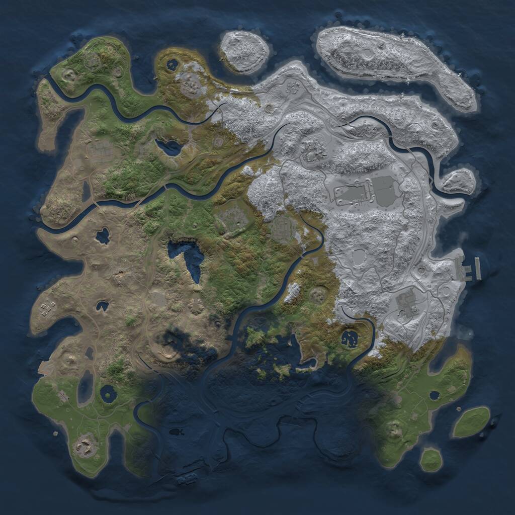 Rust Map: Procedural Map, Size: 4500, Seed: 1536282, 16 Monuments
