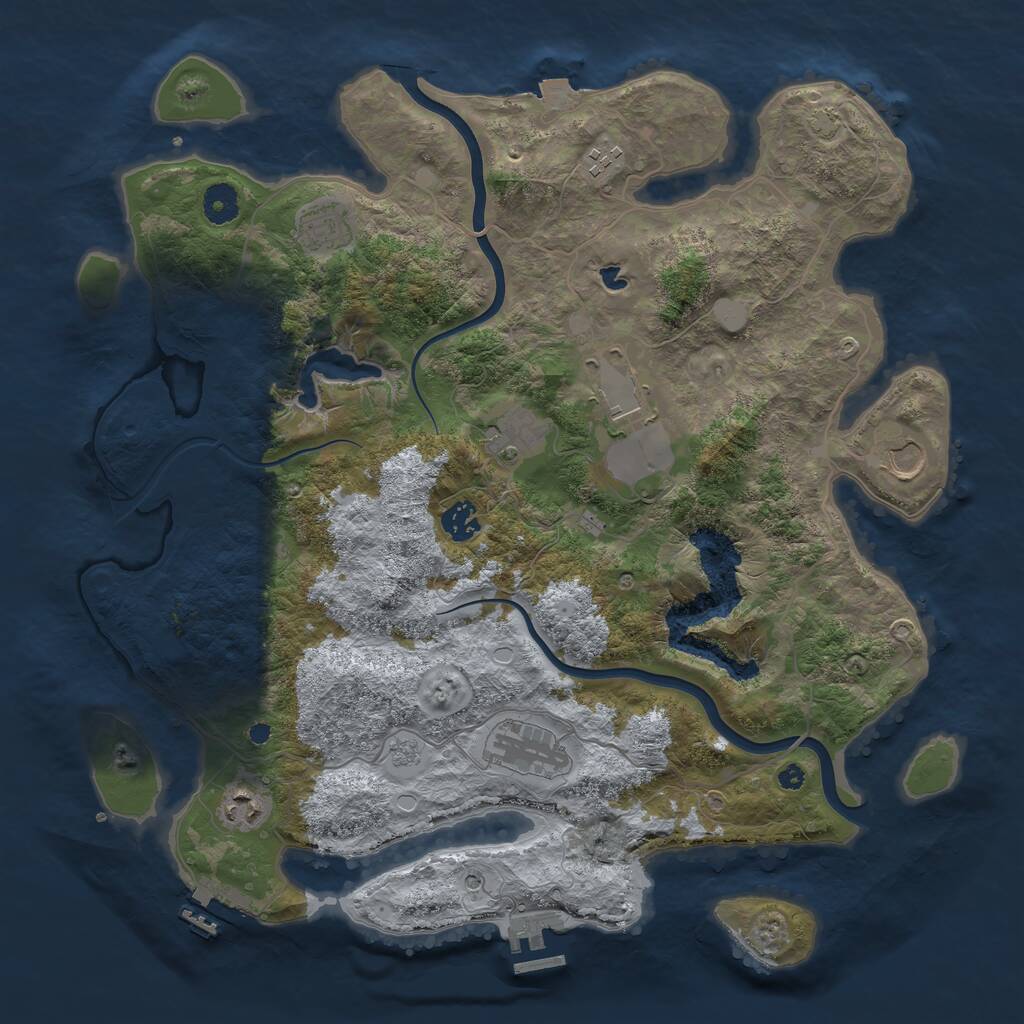 Rust Map: Procedural Map, Size: 4000, Seed: 69856269, 14 Monuments