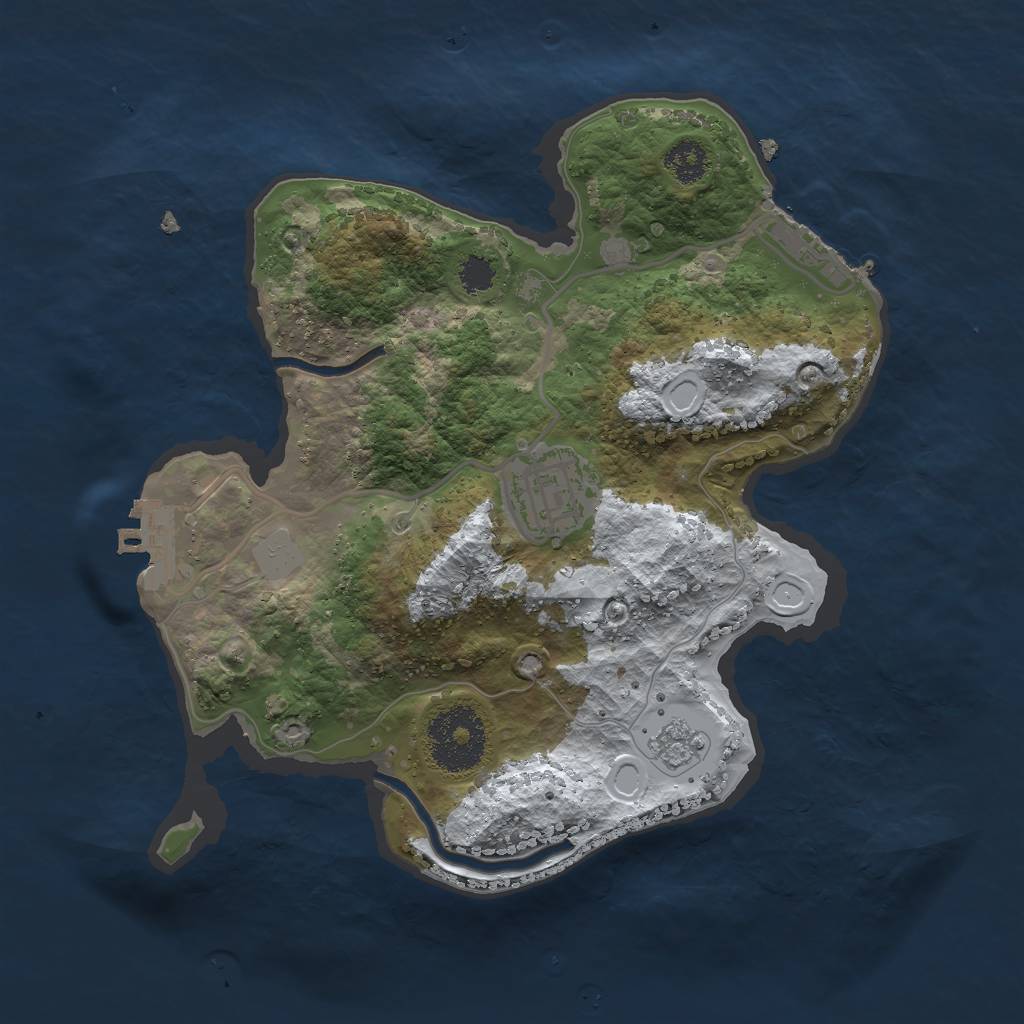 Rust Map: Procedural Map, Size: 2500, Seed: 189899, 9 Monuments