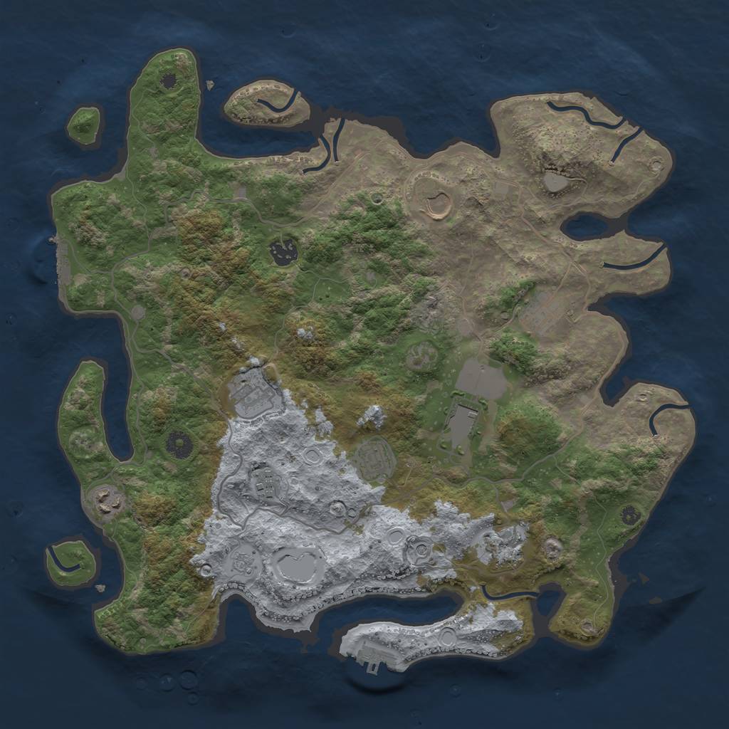 Rust Map: Procedural Map, Size: 4000, Seed: 1309247952, 18 Monuments