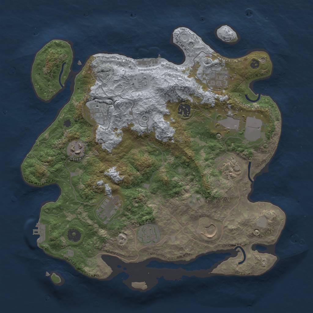 Rust Map: Procedural Map, Size: 3500, Seed: 3303018, 18 Monuments