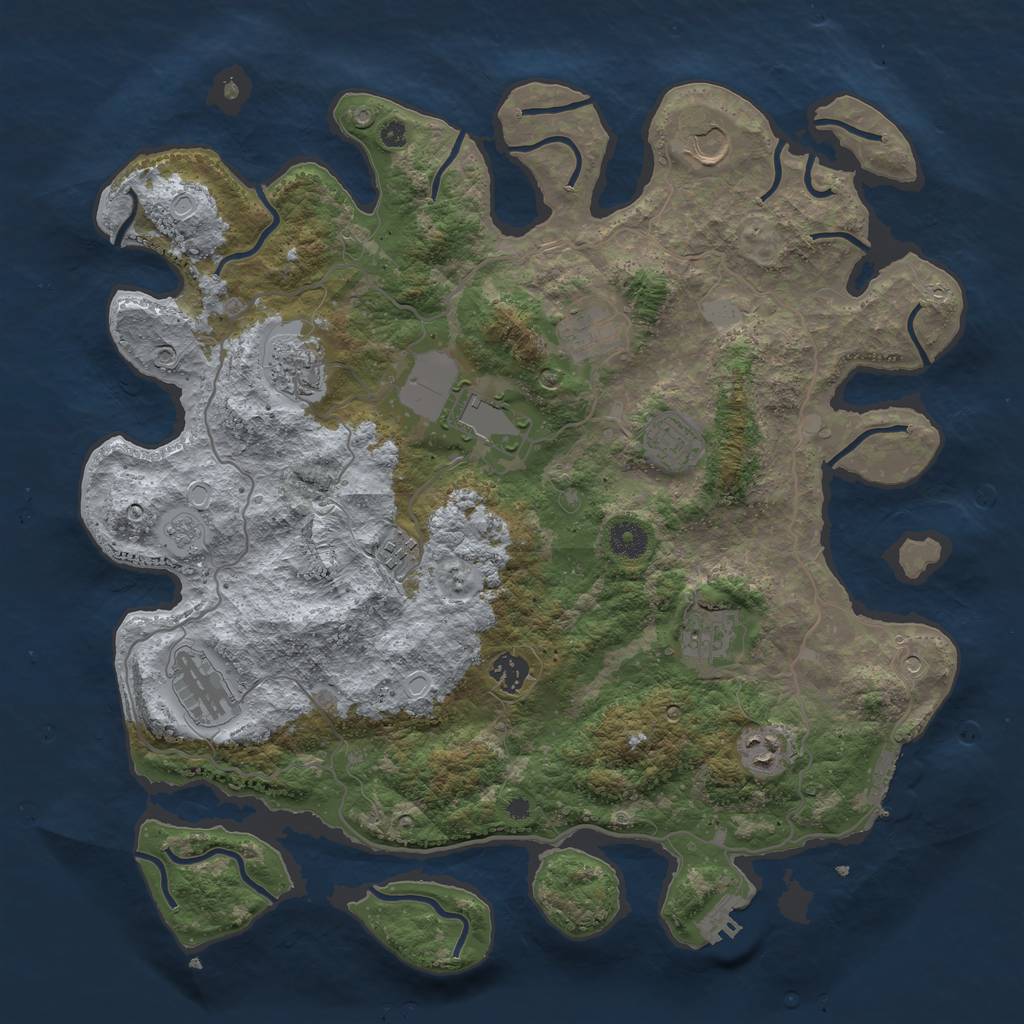 Rust Map: Procedural Map, Size: 4050, Seed: 229013436, 19 Monuments