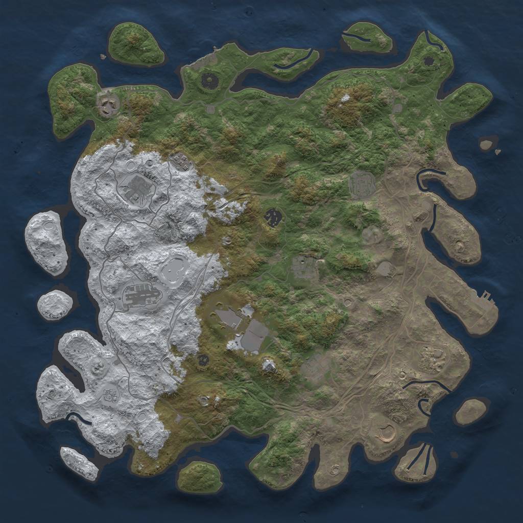 Rust Map: Procedural Map, Size: 4500, Seed: 2849592, 20 Monuments