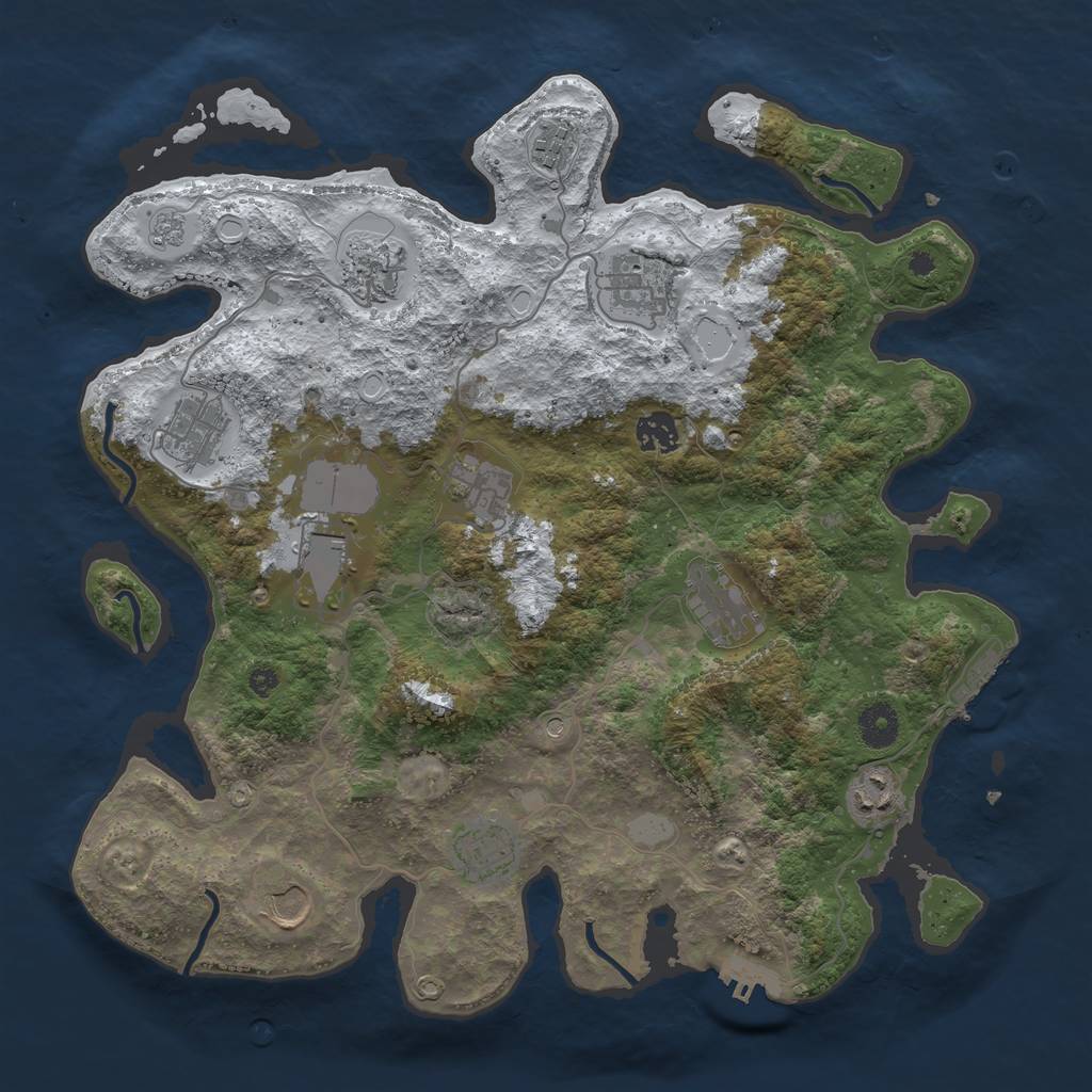 Rust Map: Procedural Map, Size: 3800, Seed: 93462, 20 Monuments