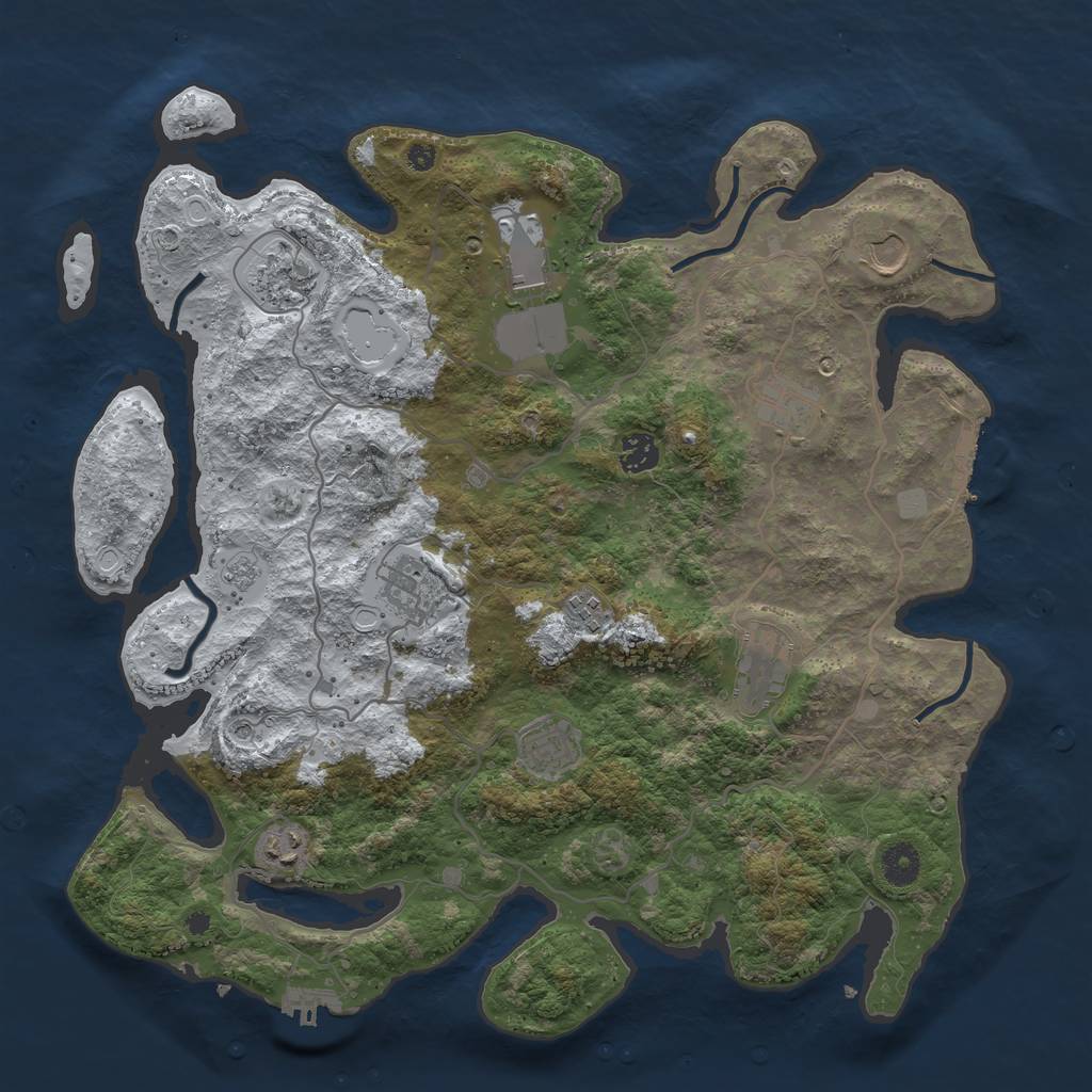 Rust Map: Procedural Map, Size: 4000, Seed: 241086625, 19 Monuments