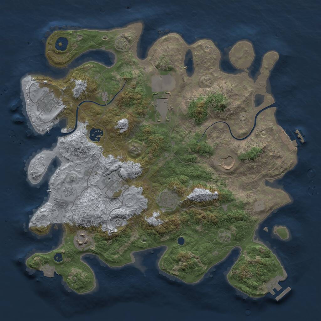 Rust Map: Procedural Map, Size: 3550, Seed: 40379, 13 Monuments