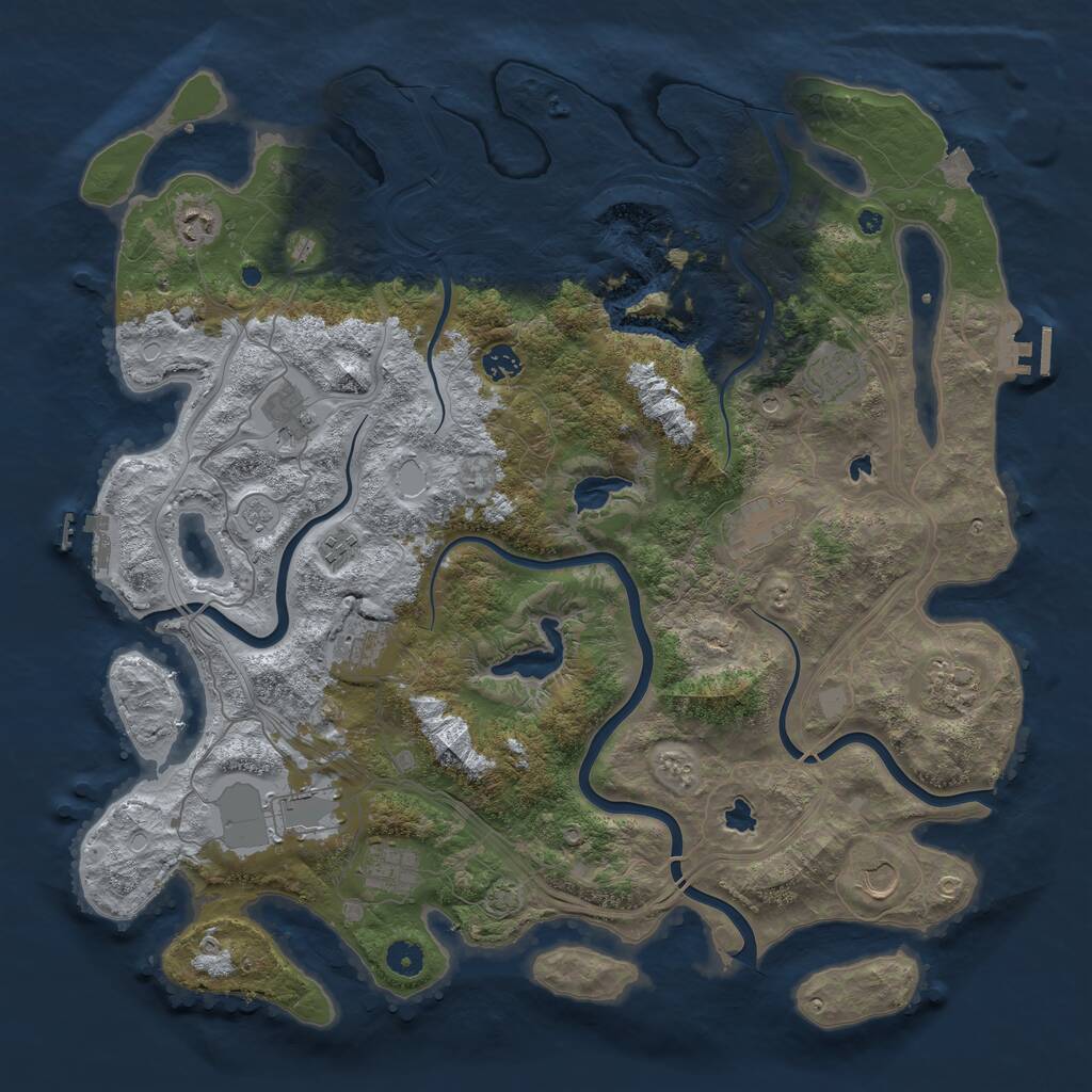 Rust Map: Procedural Map, Size: 4500, Seed: 1297351, 17 Monuments