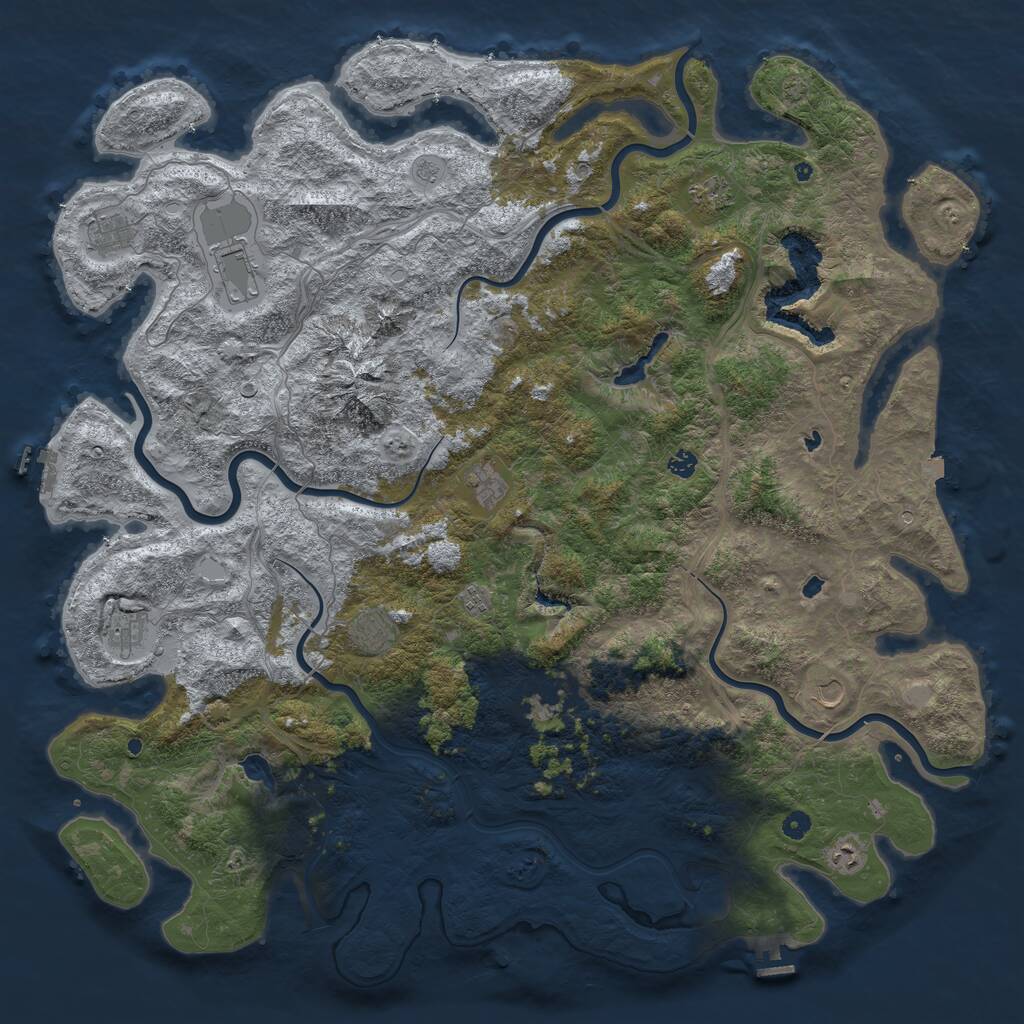Rust Map: Procedural Map, Size: 5500, Seed: 1003849026, 17 Monuments