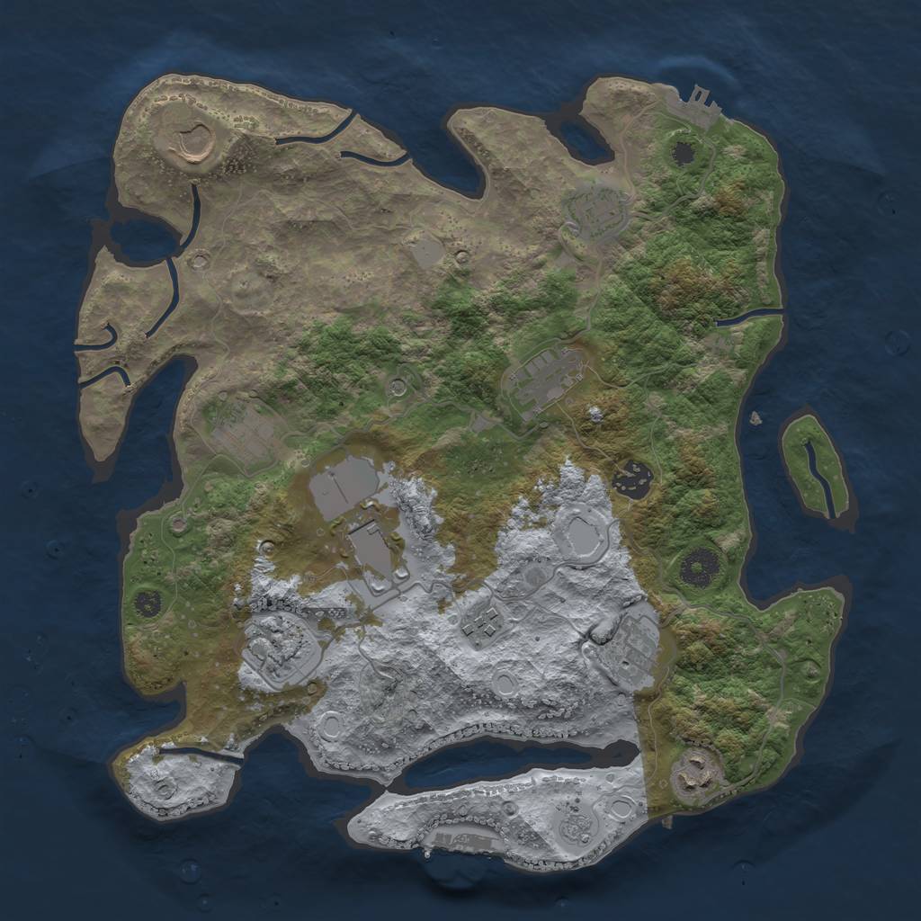 Rust Map: Procedural Map, Size: 3550, Seed: 670794, 19 Monuments