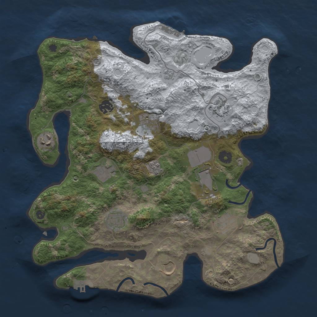 Rust Map: Procedural Map, Size: 3550, Seed: 466152, 19 Monuments