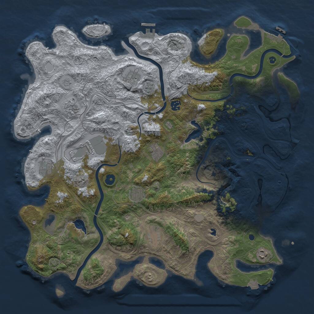 Rust Map: Procedural Map, Size: 4500, Seed: 1251530, 16 Monuments
